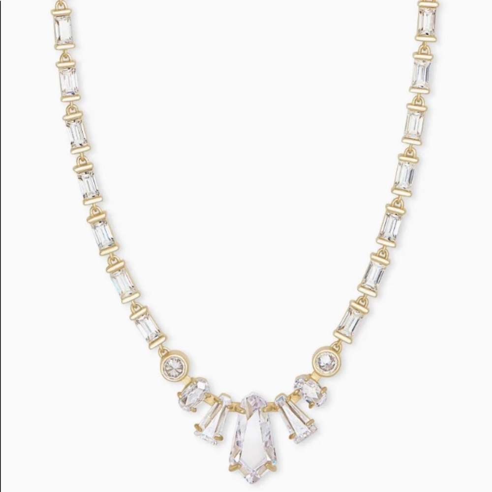 Kendra Scott Christianne Gold Collar Necklace *missing one stone near clasp*